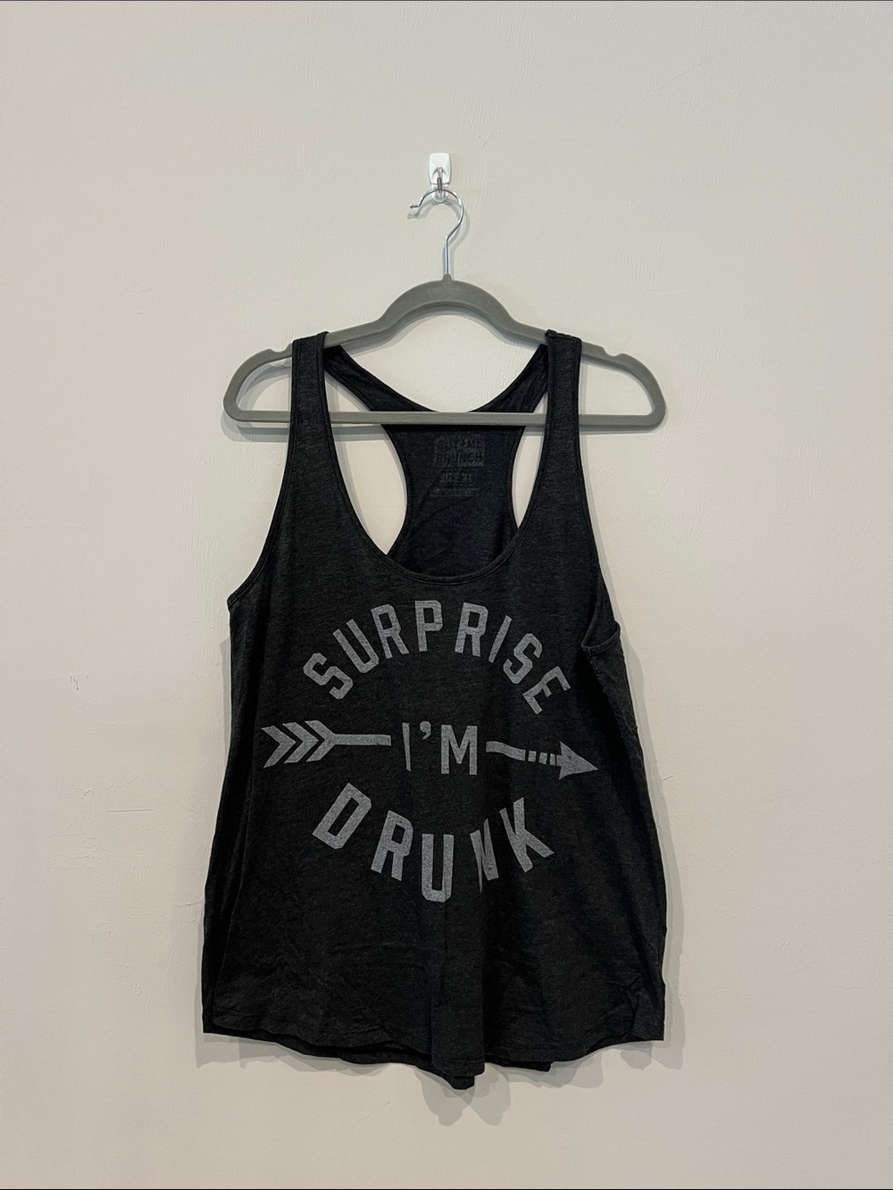 Women's Black Graphic Racerback Tank - 'Surprise I'm Drunk'